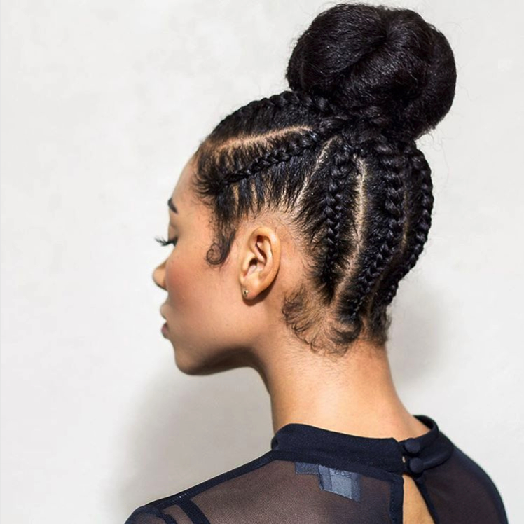 Elegant updo cornrow braids 1