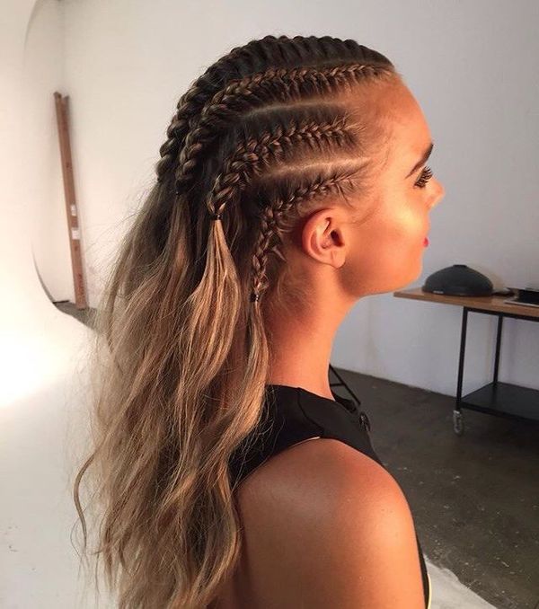 Ideas of half cornrows braids for women 2
