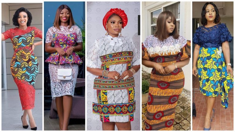 130 Unique Lace and Ankara Combination Styles For Classic Ladies