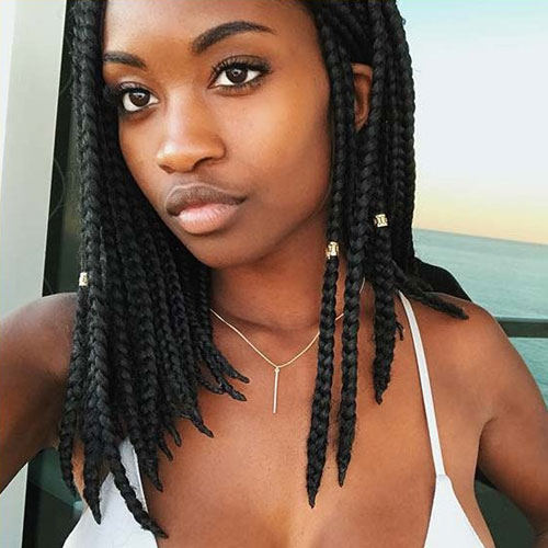 Short Assymetrical Bob Tight Braids Best Braided Black Hairstyles