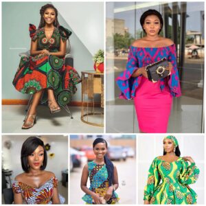 These outfits feature vibrant African prints with bold, colorful patterns, offering a chic and modern twist on traditional styles.